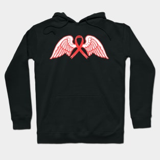 Red Awareness Ribbon with Angel Wings Hoodie